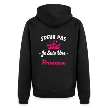 Je Peux Pas Je Suis une Princesse Humour Maman - Veste à capuche bio Premium Unisexe - noir - Dos - Nico (187cm)