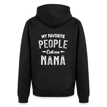 Mes personnes préférées m'appellent Nana - Veste à capuche bio Premium Unisexe - noir - Dos - Nico (187cm)