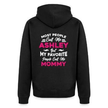 Ashley nom Maman m'appellent Ashley - Veste à capuche bio Premium Unisexe - noir - Dos - Nico (187cm)