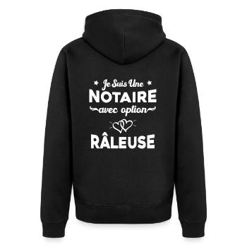 Femme je suis une notaire avec option râleuse - Veste à capuche bio Premium Unisexe - noir - Dos - Nico (187cm)