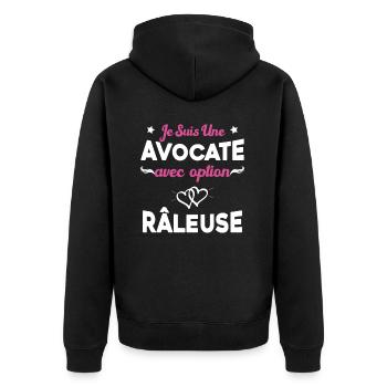 Femme je suis une avocate avec option râleuse - Veste à capuche bio Premium Unisexe - noir - Dos - Nico (187cm)