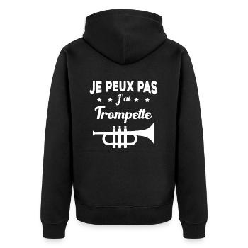 Je peux pas j'ai trompette Cadeau - Veste à capuche bio Premium Unisexe - noir - Dos - Nico (187cm)