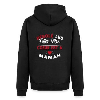 Désolé les Filles Mon Coeur est à Maman - Veste à capuche bio Premium Unisexe - noir - Dos - Nico (187cm)