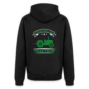 J'peux pas j'ai tracteur - Veste à capuche bio Premium Unisexe - noir - Dos - Nico (187cm)