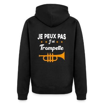 Je peux pas j'ai trompette Cadeau - Veste à capuche bio Premium Unisexe - noir - Dos - Nico (187cm)