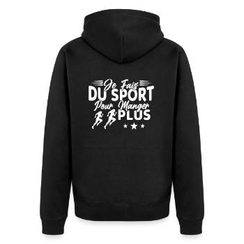 Je fais du Sport pour Manger plus Humour Femme - Veste à capuche bio Premium Unisexe - noir - Dos - Nico (187cm)
