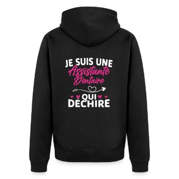 Je suis Assistante Dentaire qui Déchire - Veste à capuche bio Premium Unisexe - noir - Dos - Nico (187cm)