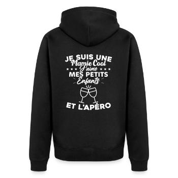 Mamie J'aime Mes Petits Enfants et l'apéro Humour - Veste à capuche bio Premium Unisexe - noir - Dos - Nico (187cm)