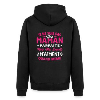Pas une Maman Parfaite, Citation Maman Humour - Veste à capuche bio Premium Unisexe - noir - Dos - Nico (187cm)