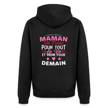 Maman je t'aime Mère Bébé Naissance Amour - Veste à capuche bio Premium Unisexe - noir - Dos - Nico (187cm)
