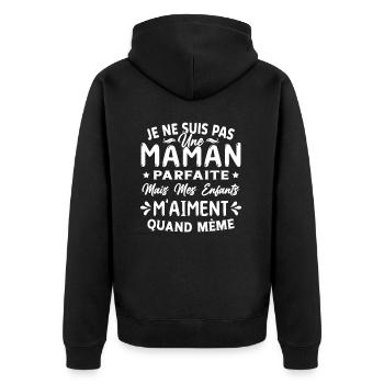 Pas une Maman Parfaite, Citation Maman Humour - Veste à capuche bio Premium Unisexe - noir - Dos - Nico (187cm)
