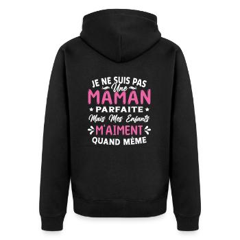 Pas une Maman Parfaite, Citation Maman Humour - Veste à capuche bio Premium Unisexe - noir - Dos - Nico (187cm)