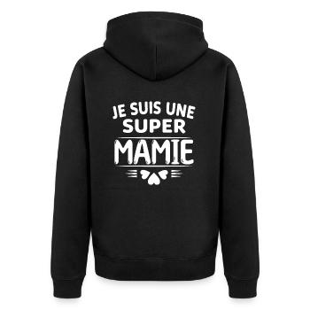 Super Mamie Cadeau de Noël Fête des Grands Mères - Veste à capuche bio Premium Unisexe - noir - Dos - Nico (187cm)