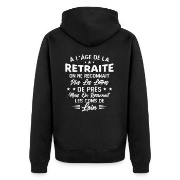 Avec l'age on reconnaît les cons de loin - Veste à capuche bio Premium Unisexe - noir - Dos - Nico (187cm)