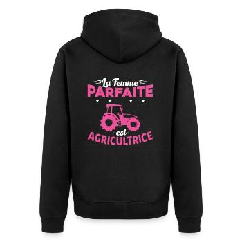 La femme Parfaite est Agricultrice Humour Cadeau - Veste à capuche bio Premium Unisexe - noir - Dos - Nico (187cm)