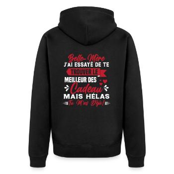 Belle mère Cadeau Fête des Mères Enfant Famille - Veste à capuche bio Premium Unisexe - noir - Dos - Nico (187cm)