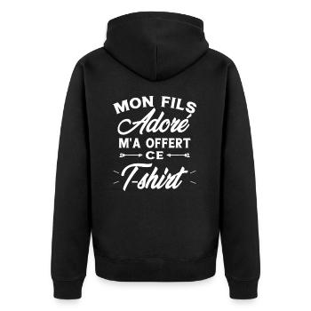 Mon Fils Adoré Humour Maman / Papa Cadeau - Veste à capuche bio Premium Unisexe - noir - Dos - Nico (187cm)