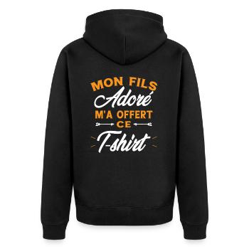 Mon Fils Adoré Humour Maman / Papa Cadeau - Veste à capuche bio Premium Unisexe - noir - Dos - Nico (187cm)