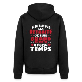 Pas à la Retraite je suis Grand Mère à Plein temps - Veste à capuche bio Premium Unisexe - noir - Dos - Nico (187cm)