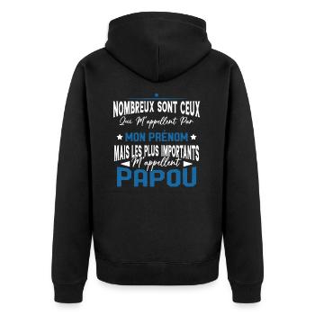 Les plus importants Mappellent Papou Humour Cadeau - Veste à capuche bio Premium Unisexe - noir - Dos - Nico (187cm)