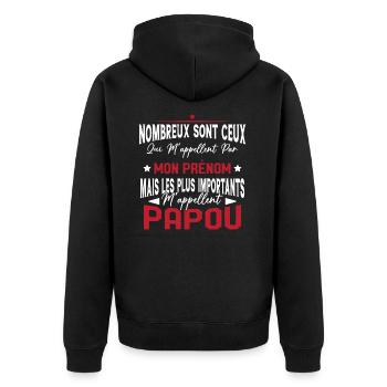 Les plus importants Mappellent Papou Humour Cadeau - Veste à capuche bio Premium Unisexe - noir - Dos - Nico (187cm)