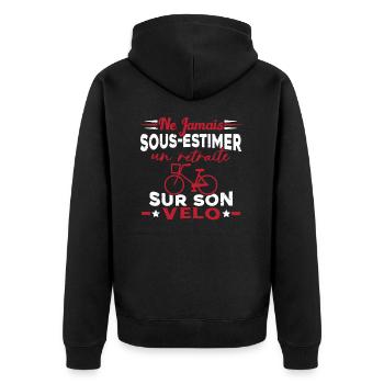 Un Retraité Sur Son Vélo Humour Retraite Cycliste - Veste à capuche bio Premium Unisexe - noir - Dos - Nico (187cm)