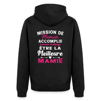 Mission Maman Accomplie - Future Meilleure Mamie - Veste à capuche bio Premium Unisexe - noir - Dos - Nico (187cm)