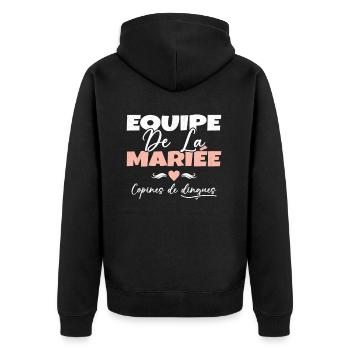 Equipe de la mariée copines de dingues - Veste à capuche bio Premium Unisexe - noir - Dos - Nico (187cm)