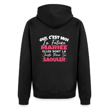 Future Mariée Idée Originale EVJF - Veste à capuche bio Premium Unisexe - noir - Dos - Nico (187cm)
