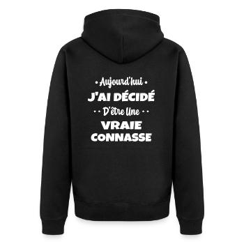 J'ai Décidé D'être une Vraie Connard Humour Lgbt - Veste à capuche bio Premium Unisexe - noir - Dos - Nico (187cm)