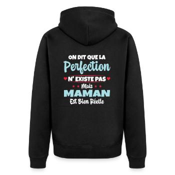 Maman est la perfection - Cadeau fête des mères - Veste à capuche bio Premium Unisexe - noir - Dos - Nico (187cm)