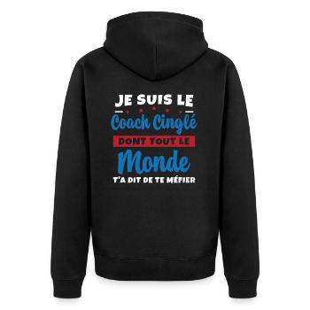 Coach Cinglé Humour Coaching Sportif Cadeau - Veste à capuche bio Premium Unisexe - noir - Dos - Nico (187cm)