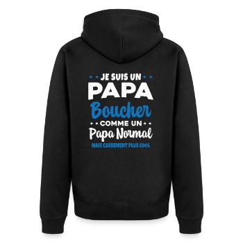 Homme Papa Boucher Humour Cadeau - Veste à capuche bio Premium Unisexe - noir - Dos - Nico (187cm)