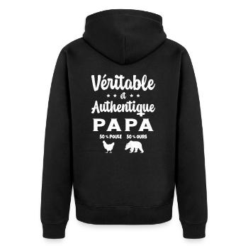 Homme Véritable et Authentique Papa Poule et Ours - Veste à capuche bio Premium Unisexe - noir - Dos - Nico (187cm)