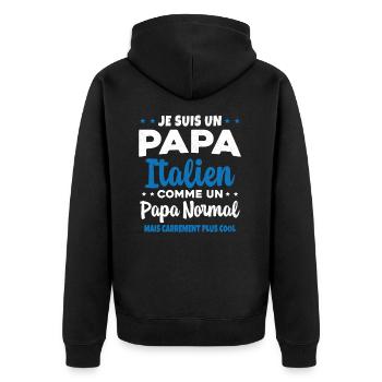 Homme Papa Pizzaiolo Italien Humour Cadeau - Veste à capuche bio Premium Unisexe - noir - Dos - Nico (187cm)