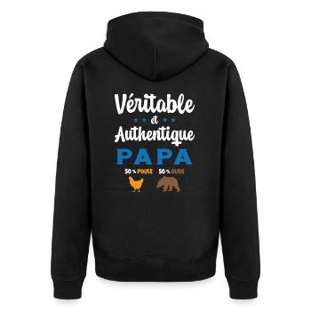 Homme Véritable et Authentique Papa Poule et Ours - Veste à capuche bio Premium Unisexe - noir - Dos - Nico (187cm)