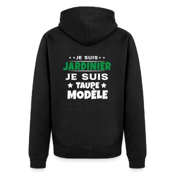 Je suis jardinier Je suis Taupe Modèle Humour - Veste à capuche bio Premium Unisexe - noir - Dos - Nico (187cm)