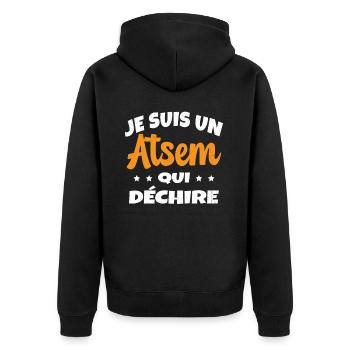 Homme Je Suis Un Atsem Qui Déchire Humour Drôle - Veste à capuche bio Premium Unisexe - noir - Dos - Nico (187cm)