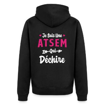 Je suis une ATSEM qui déchire Idée Cadeau Atsem - Veste à capuche bio Premium Unisexe - noir - Dos - Nico (187cm)