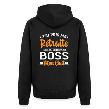 J'ai Un Nouveau Boss Mon chat Humour Cadeau - Veste à capuche bio Premium Unisexe - noir - Dos - Nico (187cm)