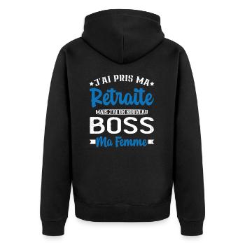Nouveau Boss Ma Femme Humour Cadeau Retraite - Veste à capuche bio Premium Unisexe - noir - Dos - Nico (187cm)