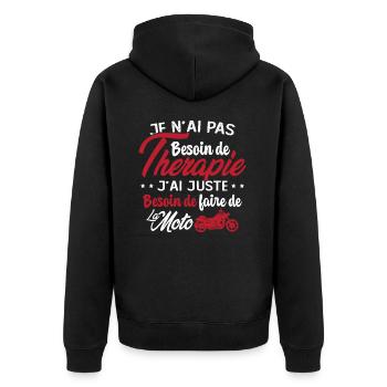 Pas besoin de thérapie besoin de faire de la Moto - Veste à capuche bio Premium Unisexe - noir - Dos - Nico (187cm)