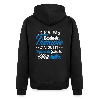 Pas besoin de thérapie besoin de faire de la Moto - Veste à capuche bio Premium Unisexe - noir - Dos - Nico (187cm)