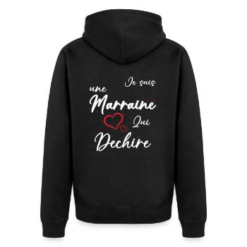 Je suis une Marraine qui Dechire Humour Cadeau - Veste à capuche bio Premium Unisexe - noir - Dos - Nico (187cm)