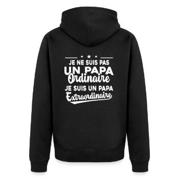 Pas Un Papa Ordinaire Je Suis Papa Extraordinaire - Veste à capuche bio Premium Unisexe - noir - Dos - Nico (187cm)