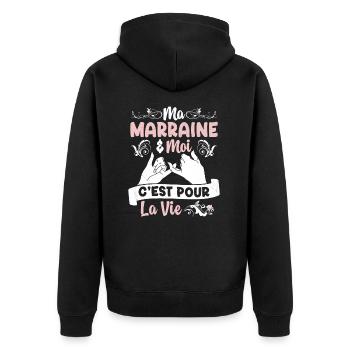 Ma Marraine & Filleule Cadeau Fille Amour - Veste à capuche bio Premium Unisexe - noir - Dos - Nico (187cm)