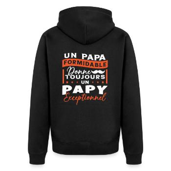 Papa Formidable Donne Toujours Papy Exceptionnel - Veste à capuche bio Premium Unisexe - noir - Dos - Nico (187cm)