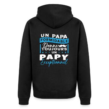 Papa Formidable Donne Toujours Papy Exceptionnel - Veste à capuche bio Premium Unisexe - noir - Dos - Nico (187cm)