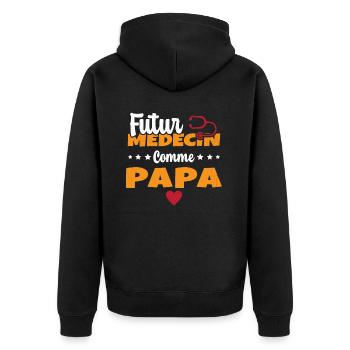 Futur Médecin Comme Papa Humour Docteur - Veste à capuche bio Premium Unisexe - noir - Dos - Nico (187cm)