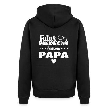 Futur Médecin Comme Papa Humour Docteur - Veste à capuche bio Premium Unisexe - noir - Dos - Nico (187cm)